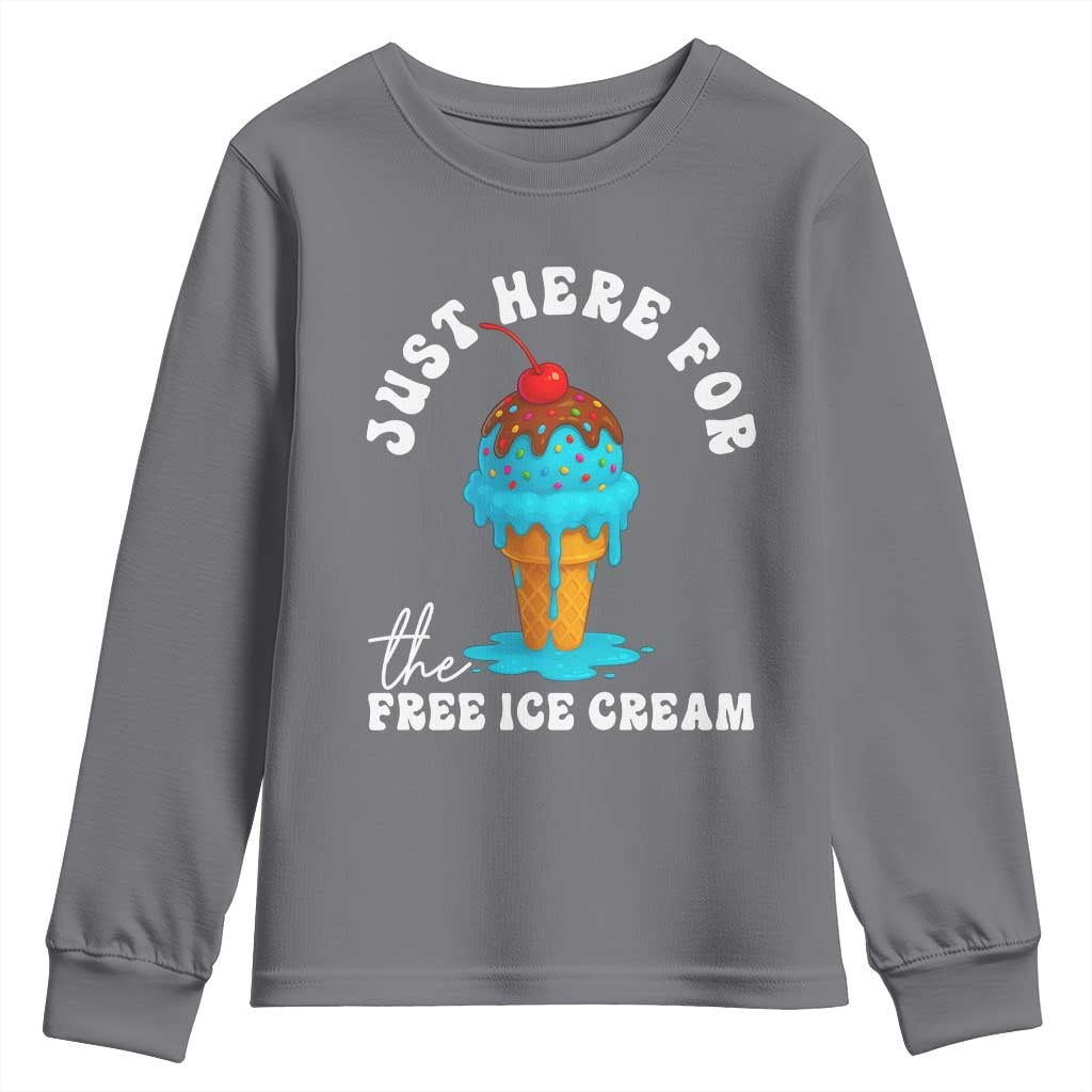 I'm Just Here For The Free Ice Cream Youth Sweatshirt Funny Cruise Summer Vacation - Wonder Print Shop