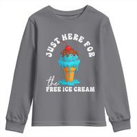 I'm Just Here For The Free Ice Cream Youth Sweatshirt Funny Cruise Summer Vacation - Wonder Print Shop