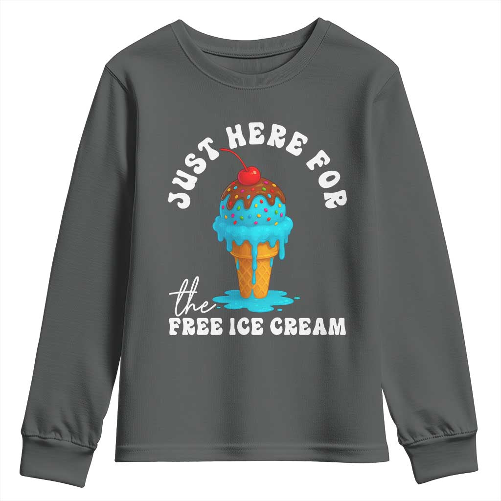I'm Just Here For The Free Ice Cream Youth Sweatshirt Funny Cruise Summer Vacation - Wonder Print Shop