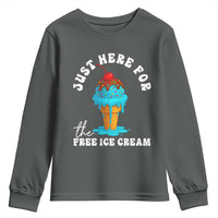 I'm Just Here For The Free Ice Cream Youth Sweatshirt Funny Cruise Summer Vacation - Wonder Print Shop