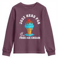 I'm Just Here For The Free Ice Cream Youth Sweatshirt Funny Cruise Summer Vacation - Wonder Print Shop