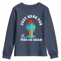 I'm Just Here For The Free Ice Cream Youth Sweatshirt Funny Cruise Summer Vacation - Wonder Print Shop
