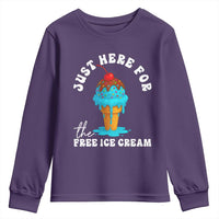 I'm Just Here For The Free Ice Cream Youth Sweatshirt Funny Cruise Summer Vacation - Wonder Print Shop