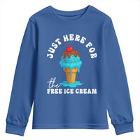 I'm Just Here For The Free Ice Cream Youth Sweatshirt Funny Cruise Summer Vacation - Wonder Print Shop