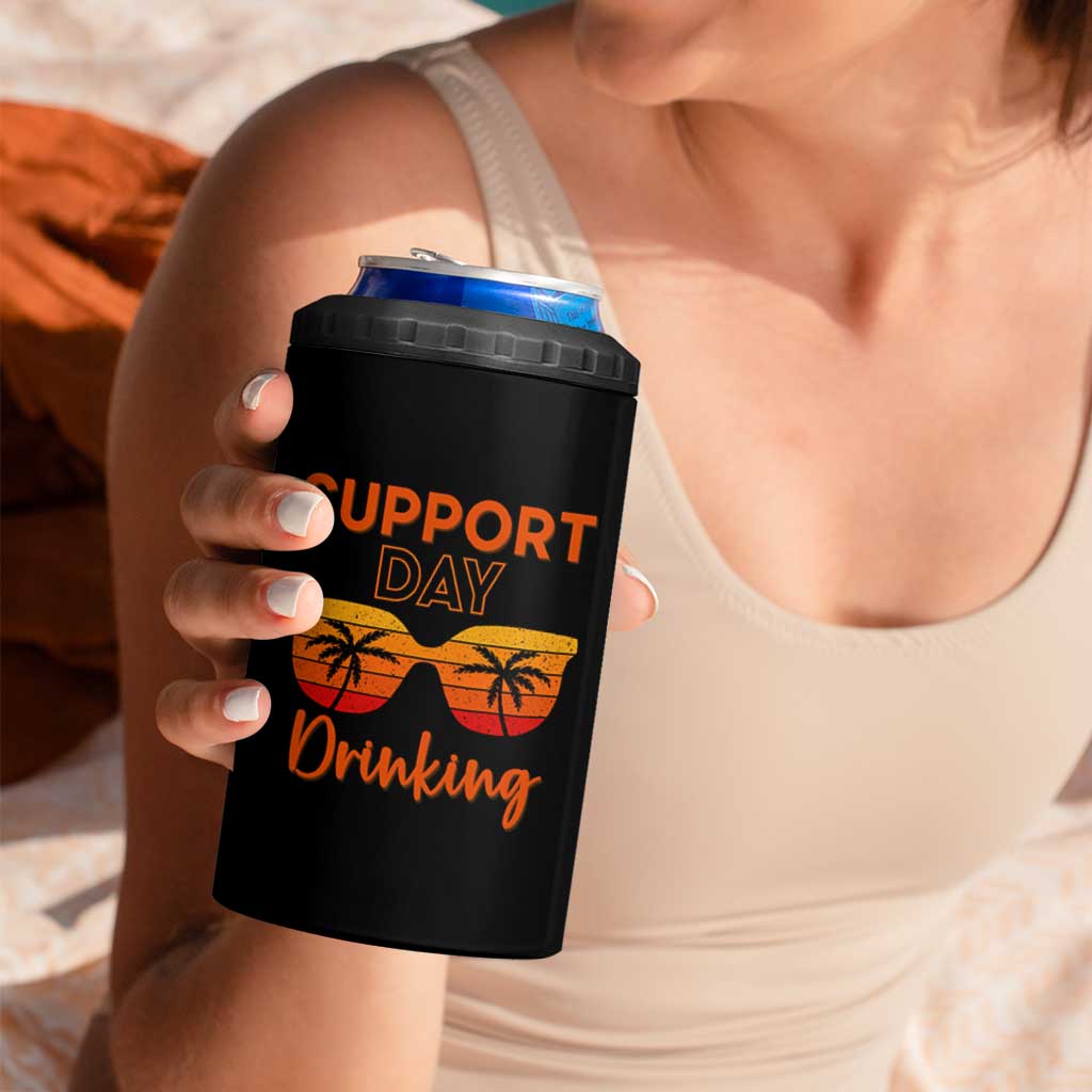 Funny Drinking 4 in 1 Can Cooler Tumbler Support Day Drinking Summer Beach Vacation - Wonder Print Shop