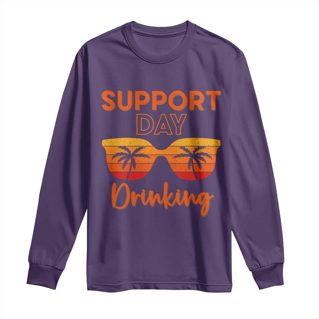 Funny Drinking Long Sleeve Shirt Support Day Drinking Summer Beach Vacation - Wonder Print Shop