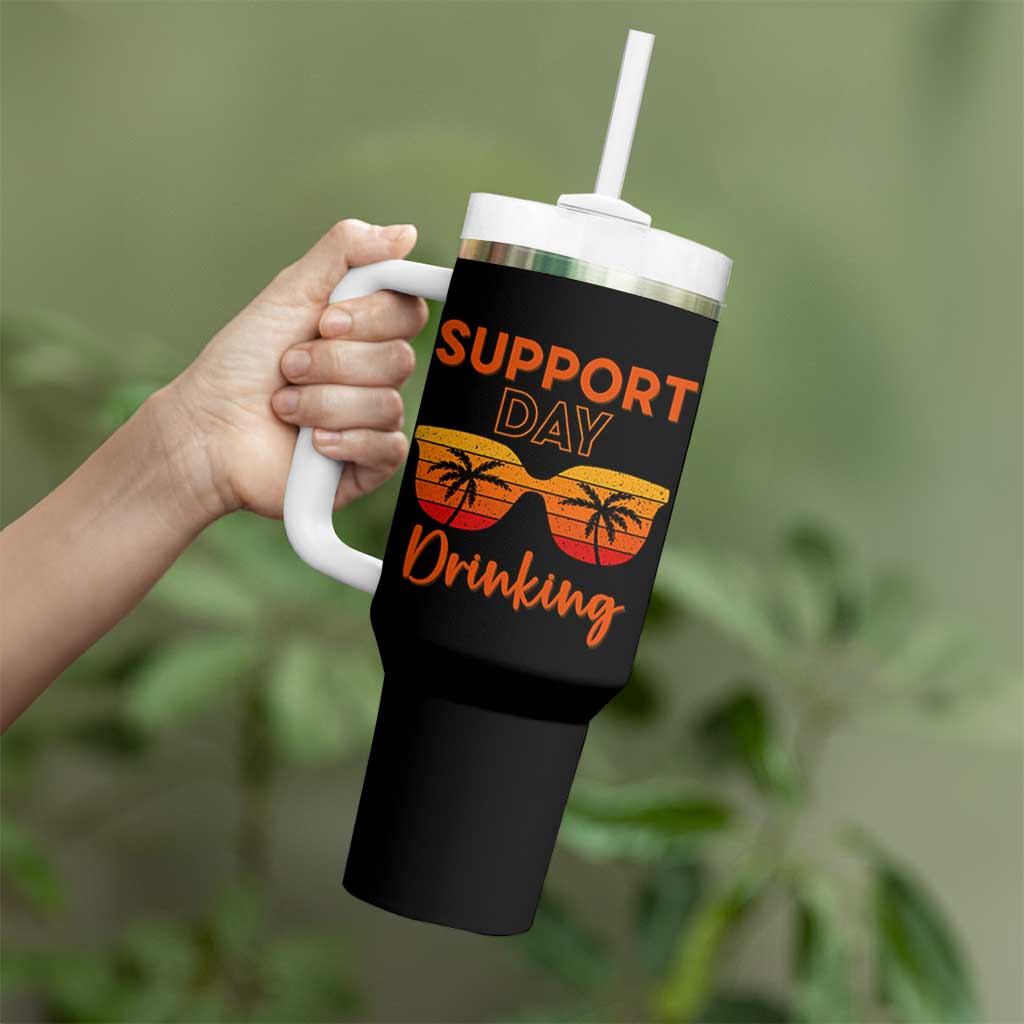 Funny Drinking Tumbler With Handle Support Day Drinking Summer Beach Vacation - Wonder Print Shop