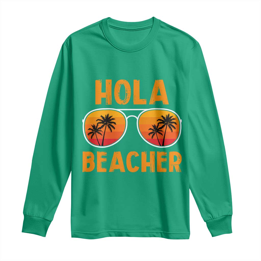 Hola Beaches Long Sleeve Shirt Funny Beach Vacation Summer - Wonder Print Shop