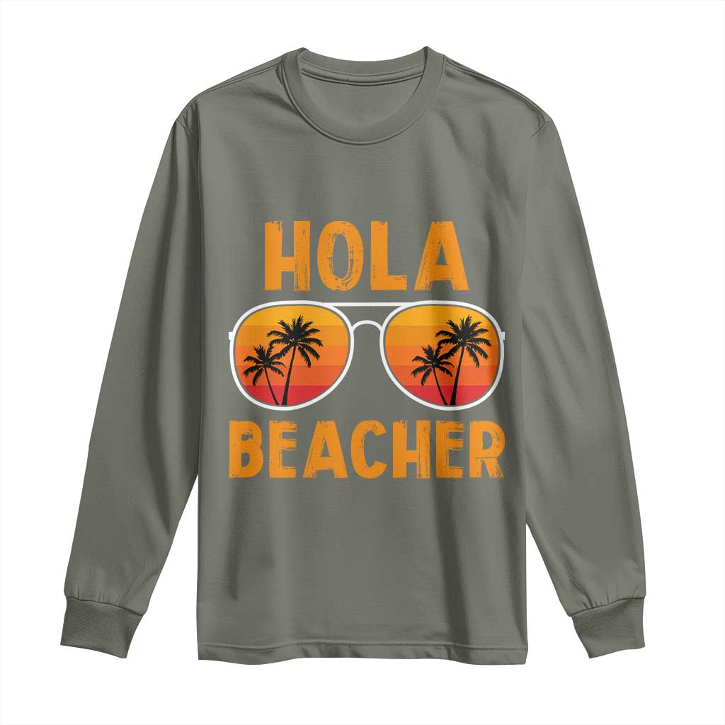 Hola Beaches Long Sleeve Shirt Funny Beach Vacation Summer - Wonder Print Shop