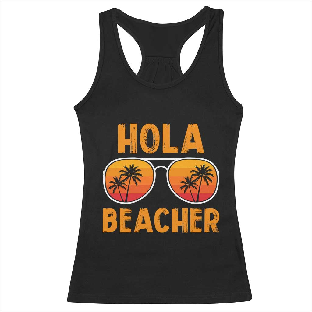 Hola Beaches Racerback Tank Top Funny Beach Vacation Summer - Wonder Print Shop