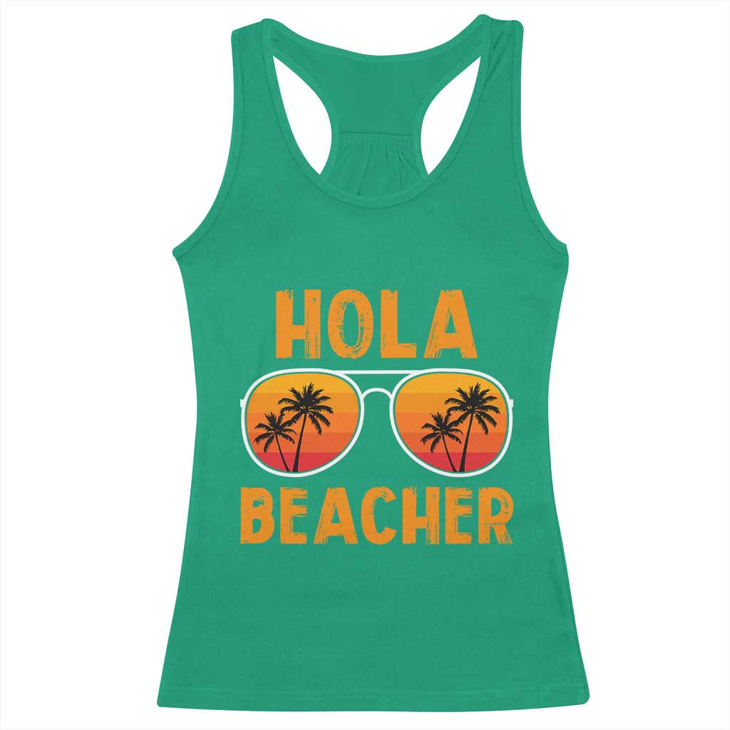 Hola Beaches Racerback Tank Top Funny Beach Vacation Summer - Wonder Print Shop
