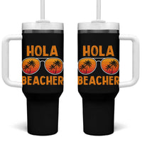 Hola Beaches Tumbler With Handle Funny Beach Vacation Summer - Wonder Print Shop