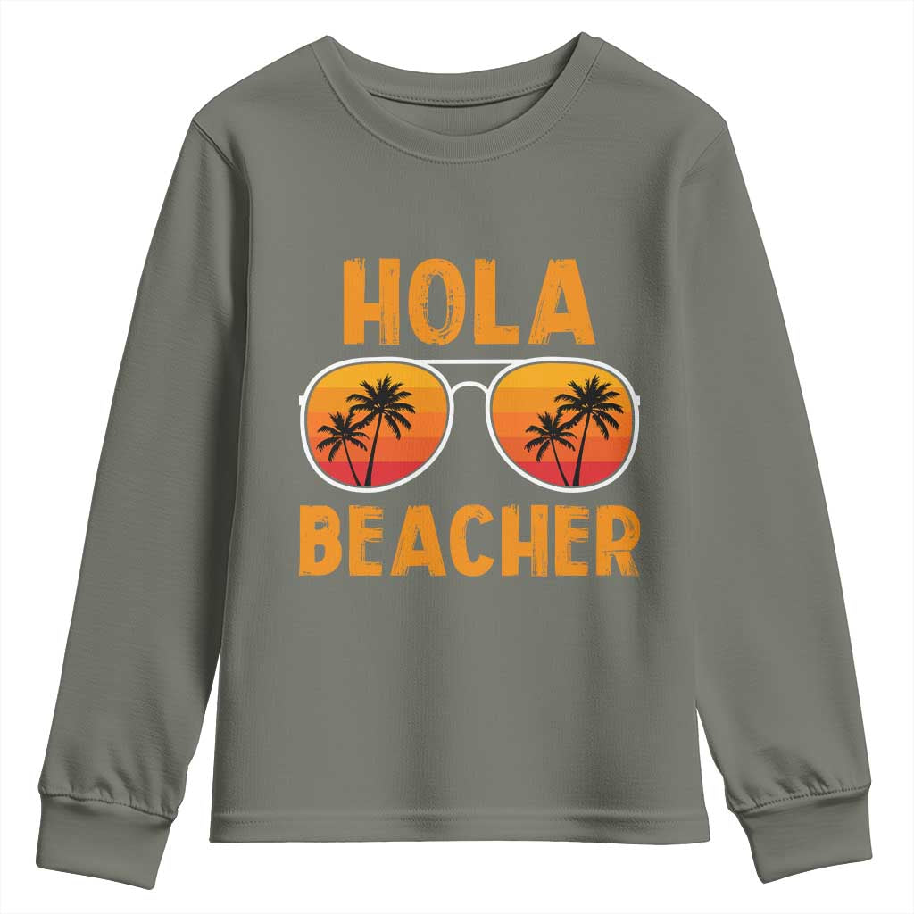 Hola Beaches Youth Sweatshirt Funny Beach Vacation Summer - Wonder Print Shop
