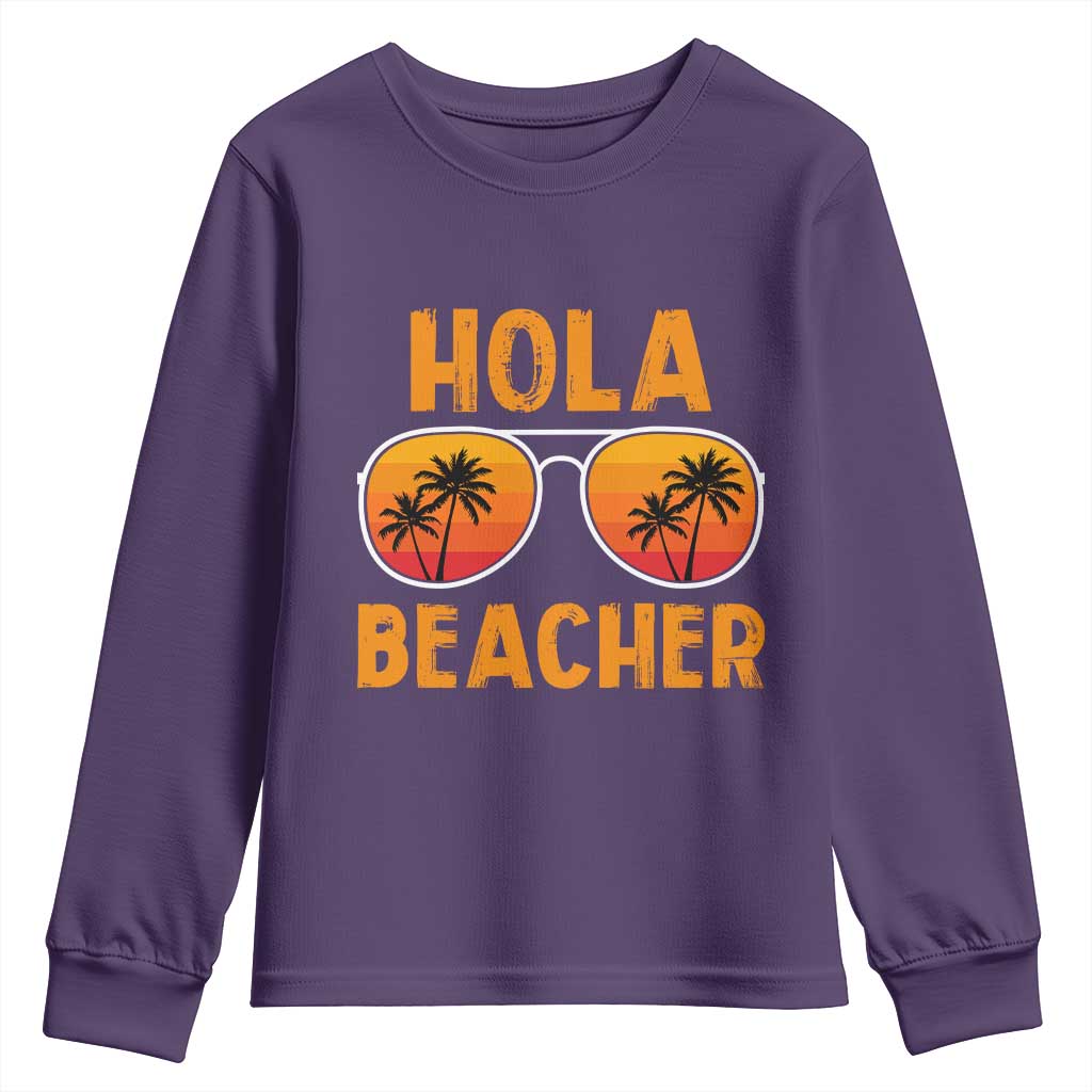 Hola Beaches Youth Sweatshirt Funny Beach Vacation Summer - Wonder Print Shop