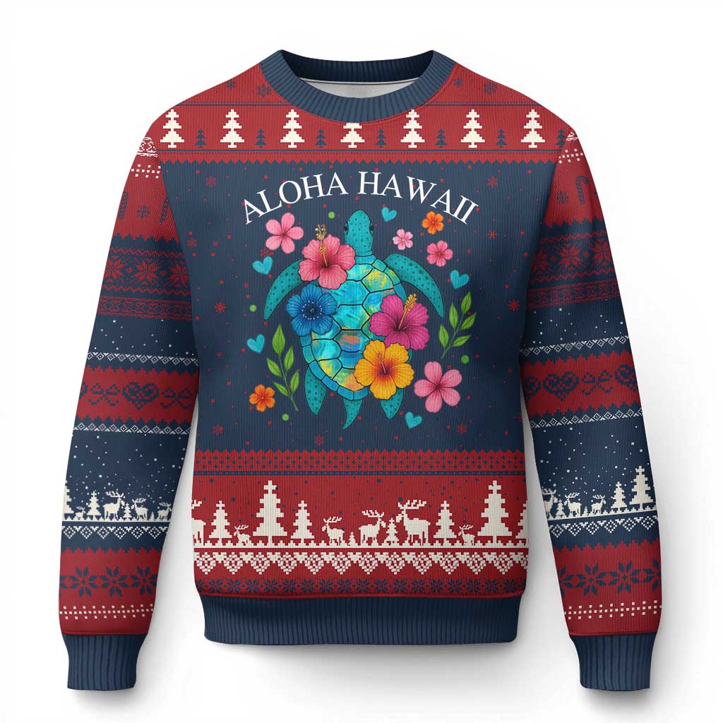 Aloha Hawaii Ugly Christmas Sweater Sea Turtle Summer Hawaiian Island - Wonder Print Shop
