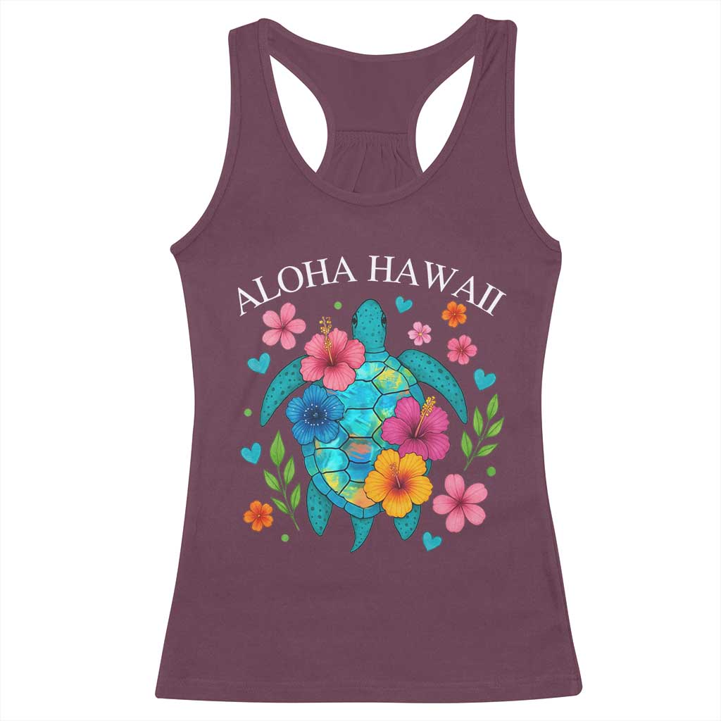 Aloha Hawaii Racerback Tank Top Sea Turtle Summer Hawaiian Island - Wonder Print Shop