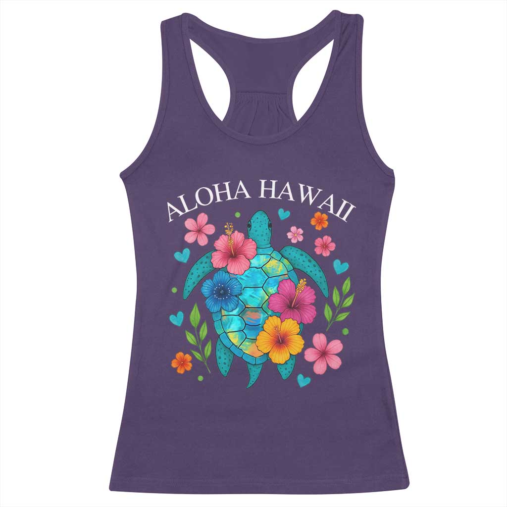 Aloha Hawaii Racerback Tank Top Sea Turtle Summer Hawaiian Island - Wonder Print Shop