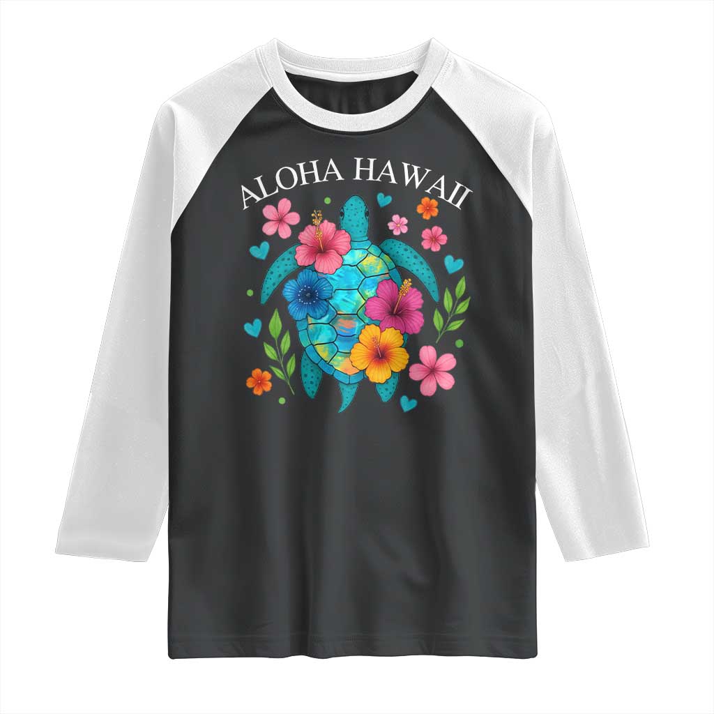 Aloha Hawaii Raglan Shirt Sea Turtle Summer Hawaiian Island - Wonder Print Shop