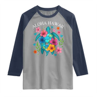 Aloha Hawaii Raglan Shirt Sea Turtle Summer Hawaiian Island - Wonder Print Shop