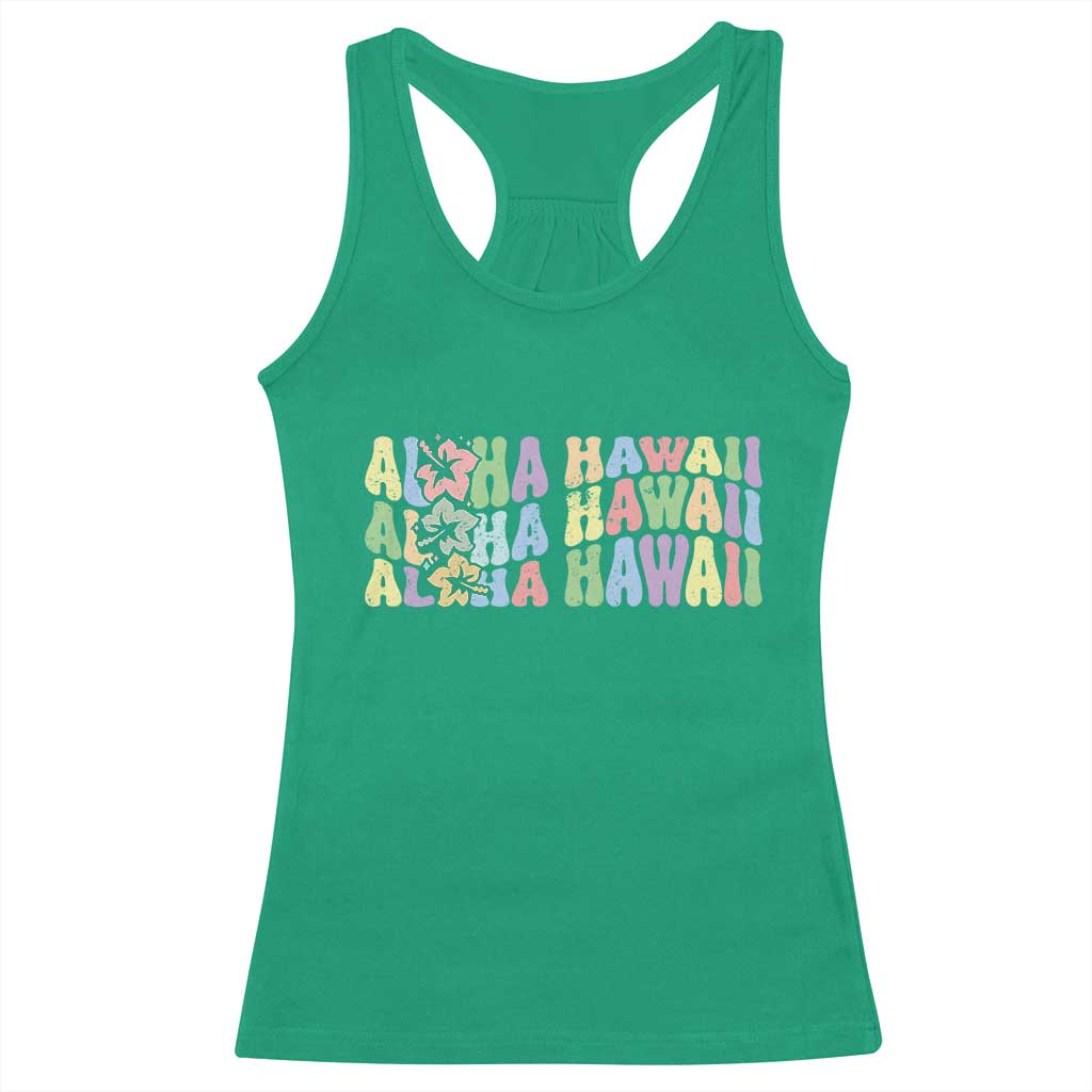 Aloha Hawaii Racerback Tank Top Flower Summer Hawaiian Island - Wonder Print Shop