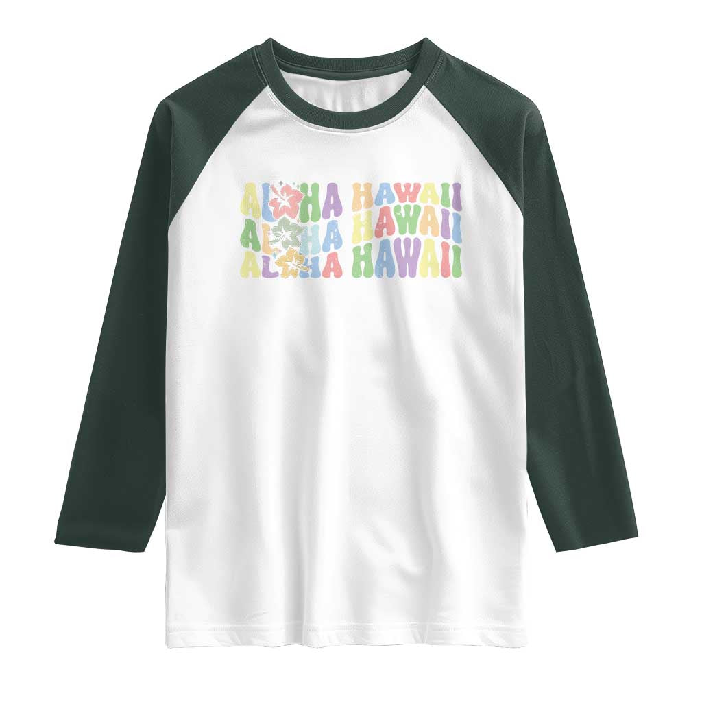 Aloha Hawaii Raglan Shirt Flower Summer Hawaiian Island - Wonder Print Shop