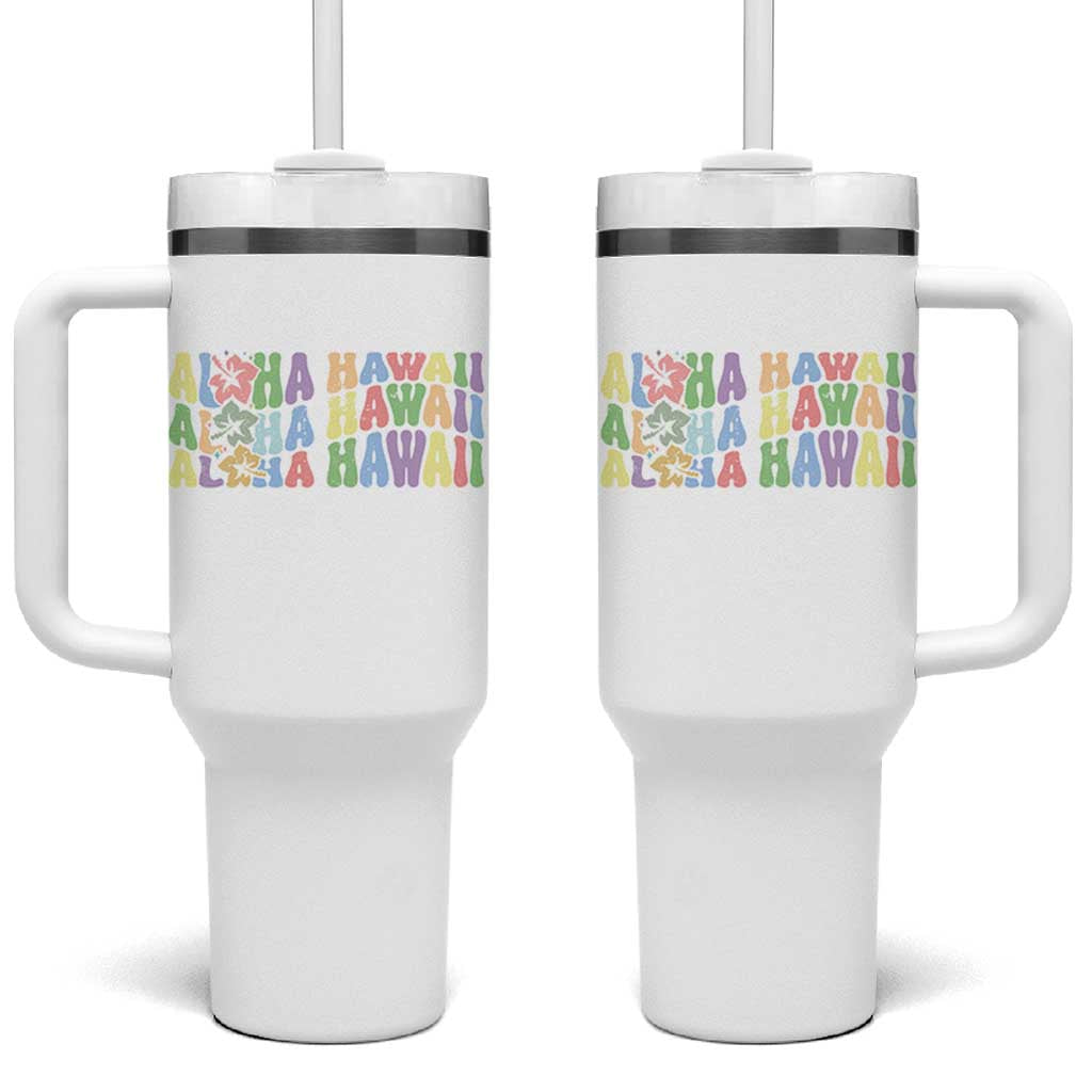 Aloha Hawaii Tumbler With Handle Flower Summer Hawaiian Island - Wonder Print Shop