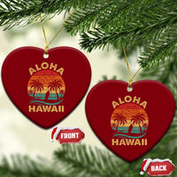 Aloha Hawaii Ceramic Ornament Retro Hawaiian Island Palm Beach Surfboard Surf - Wonder Print Shop