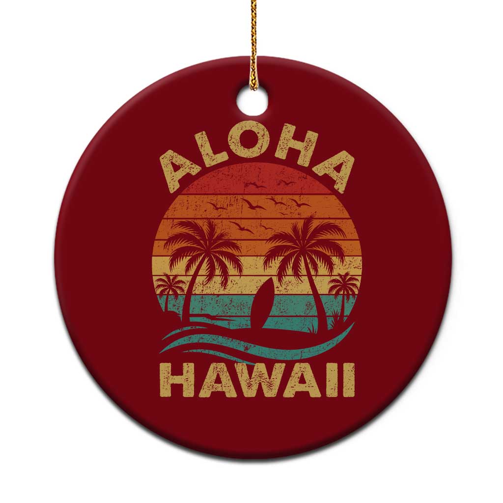 Aloha Hawaii Ceramic Ornament Retro Hawaiian Island Palm Beach Surfboard Surf - Wonder Print Shop