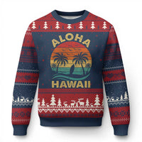 Aloha Hawaii Ugly Christmas Sweater Retro Hawaiian Island Palm Beach Surfboard Surf - Wonder Print Shop