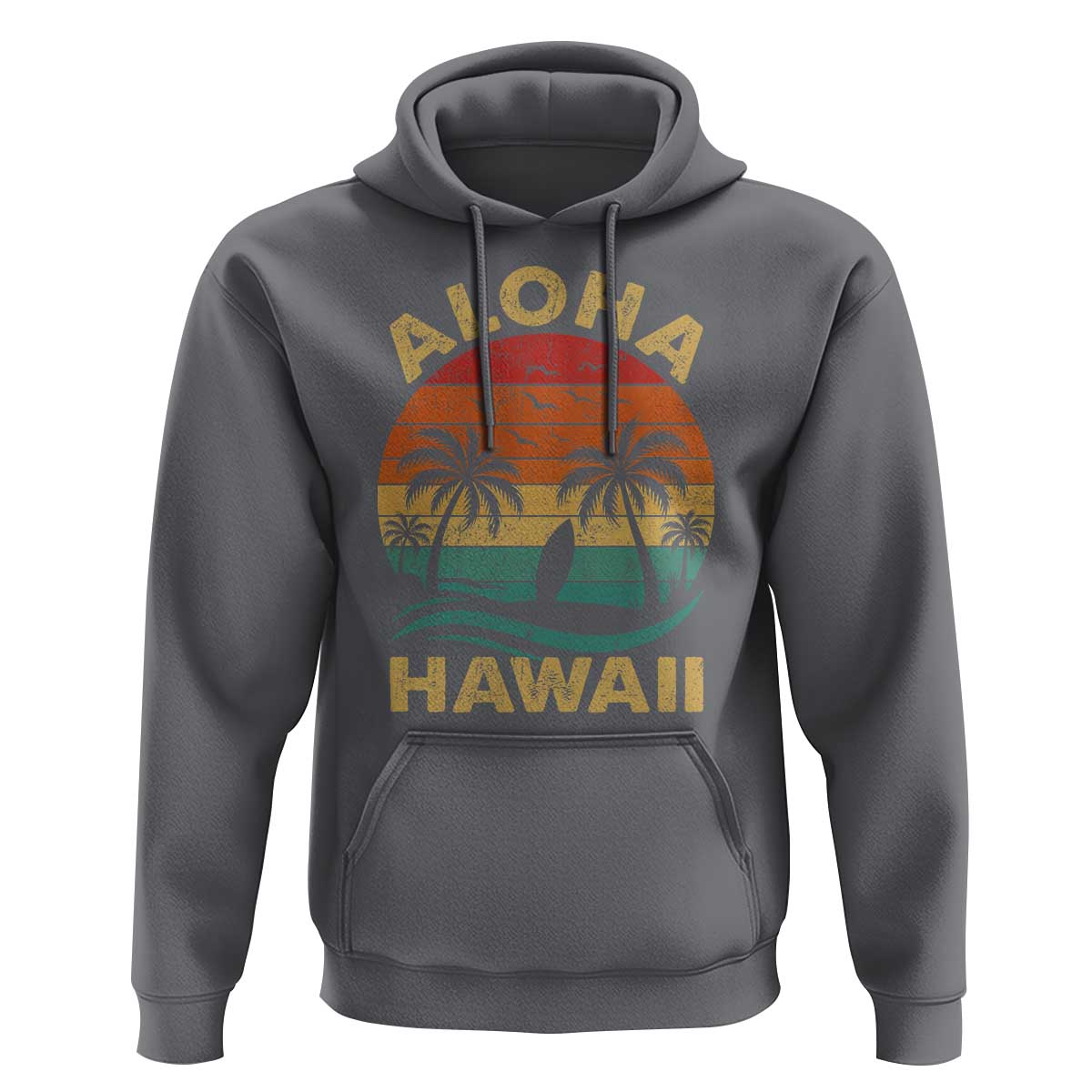Aloha Hawaii Hoodie Retro Hawaiian Island Palm Beach Surfboard Surf - Wonder Print Shop