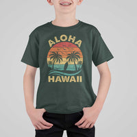 Aloha Hawaii T Shirt For Kid Retro Hawaiian Island Palm Beach Surfboard Surf - Wonder Print Shop
