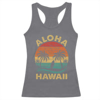 Aloha Hawaii Racerback Tank Top Retro Hawaiian Island Palm Beach Surfboard Surf - Wonder Print Shop
