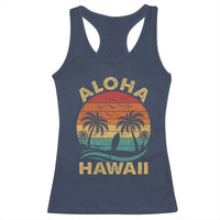 Aloha Hawaii Racerback Tank Top Retro Hawaiian Island Palm Beach Surfboard Surf - Wonder Print Shop