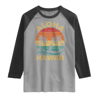 Aloha Hawaii Raglan Shirt Retro Hawaiian Island Palm Beach Surfboard Surf - Wonder Print Shop