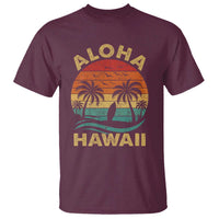 Aloha Hawaii T Shirt Retro Hawaiian Island Palm Beach Surfboard Surf - Wonder Print Shop