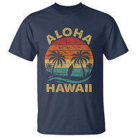 Aloha Hawaii T Shirt Retro Hawaiian Island Palm Beach Surfboard Surf - Wonder Print Shop
