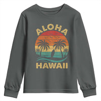 Aloha Hawaii Youth Sweatshirt Retro Hawaiian Island Palm Beach Surfboard Surf - Wonder Print Shop