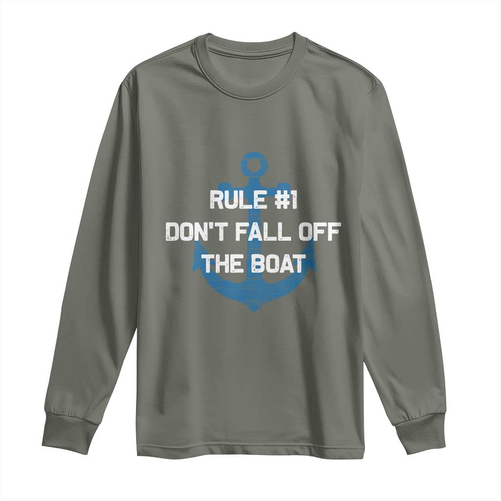 Funny Cruise Long Sleeve Shirt Rule #1 Dont Fall Off The Boat - Wonder Print Shop