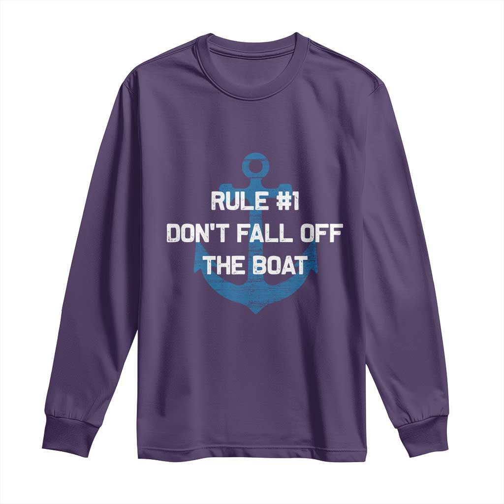 Funny Cruise Long Sleeve Shirt Rule #1 Dont Fall Off The Boat - Wonder Print Shop