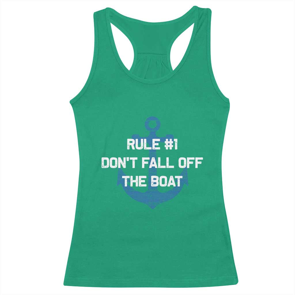Funny Cruise Racerback Tank Top Rule #1 Dont Fall Off The Boat - Wonder Print Shop