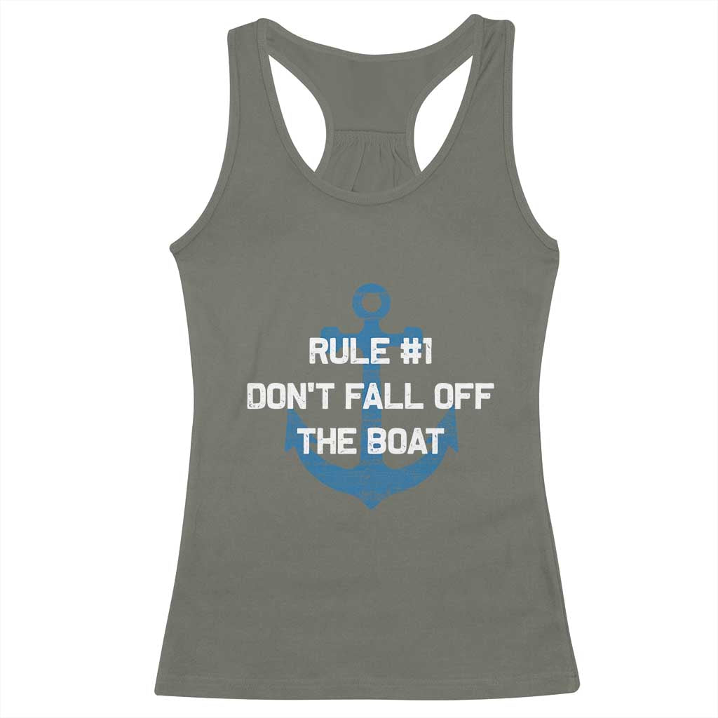 Funny Cruise Racerback Tank Top Rule #1 Dont Fall Off The Boat - Wonder Print Shop