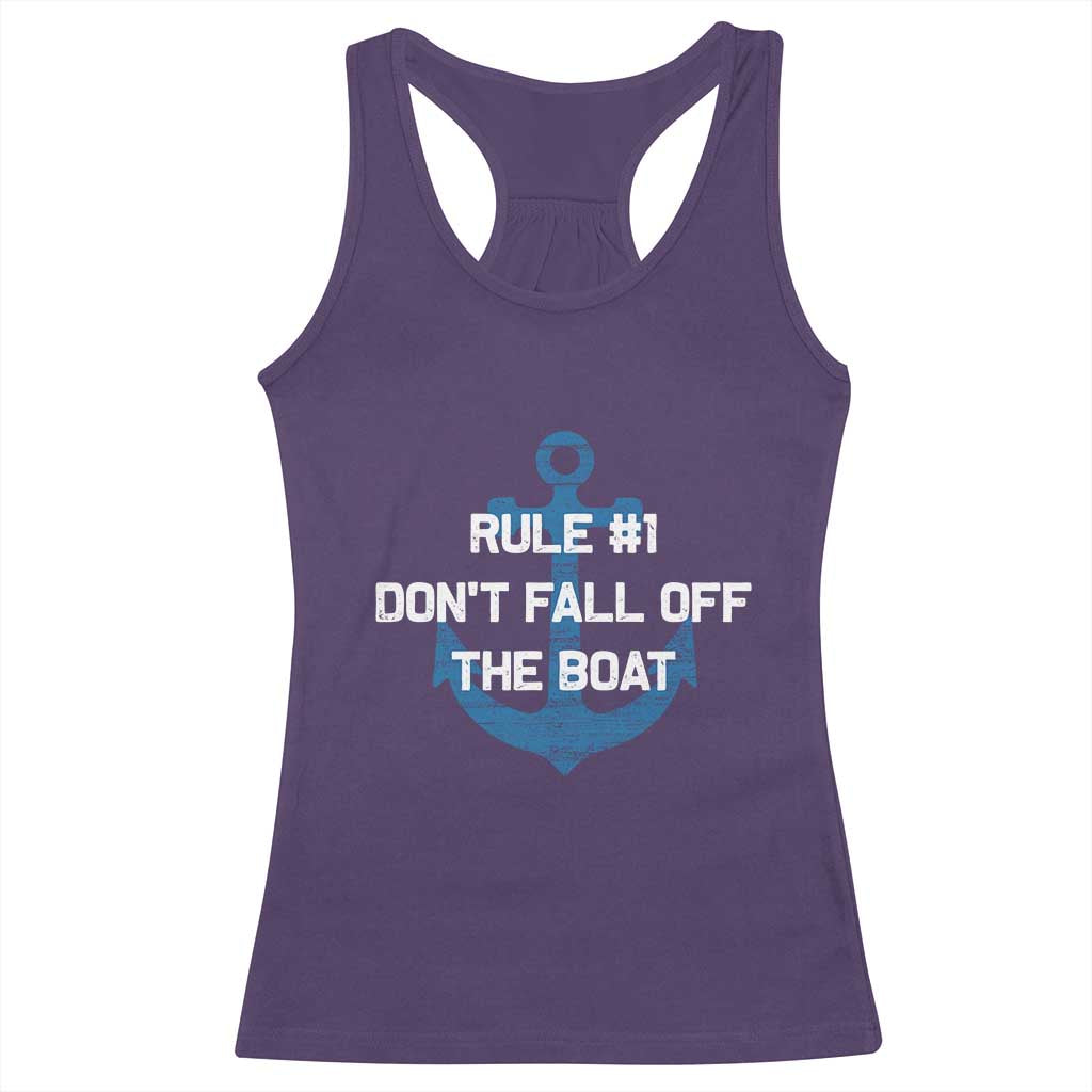 Funny Cruise Racerback Tank Top Rule #1 Dont Fall Off The Boat - Wonder Print Shop