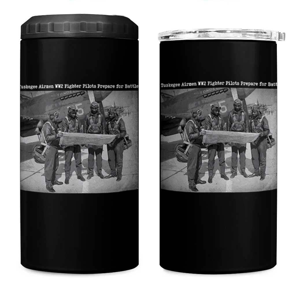 Tuskegee Airmen 4 in 1 Can Cooler Tumbler African American Heroes Preparing for Battle WW2 - Wonder Print Shop