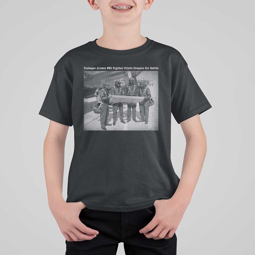 Tuskegee Airmen T Shirt For Kid African American Heroes Preparing for Battle WW2 - Wonder Print Shop