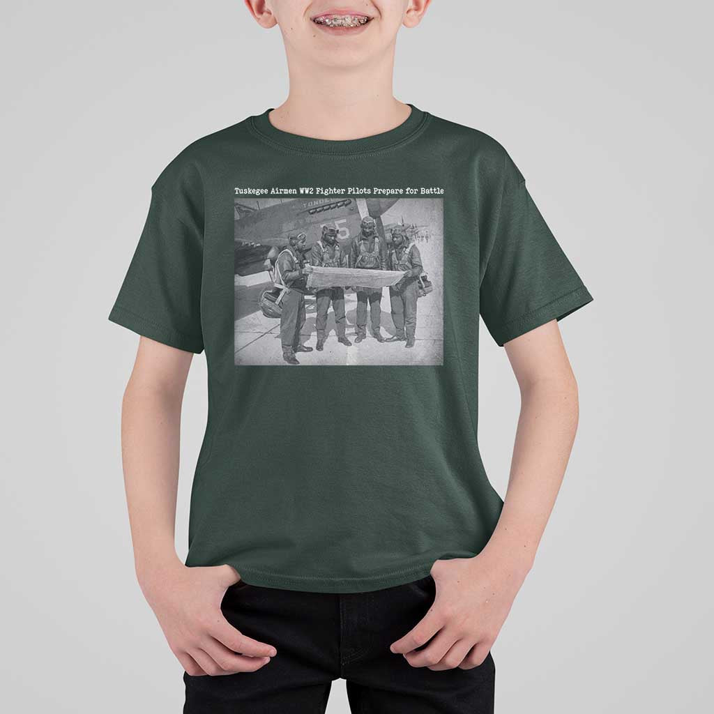 Tuskegee Airmen T Shirt For Kid African American Heroes Preparing for Battle WW2 - Wonder Print Shop