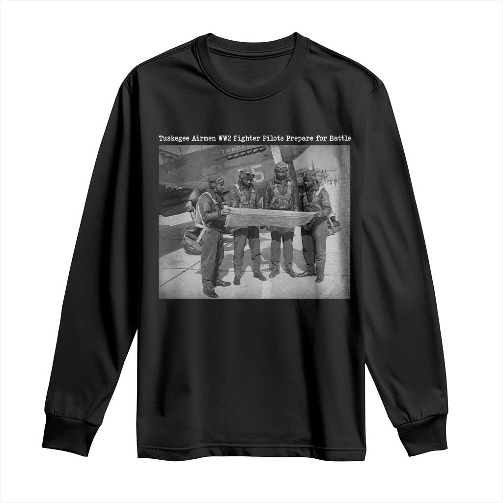 Tuskegee Airmen Long Sleeve Shirt African American Heroes Preparing for Battle WW2 - Wonder Print Shop