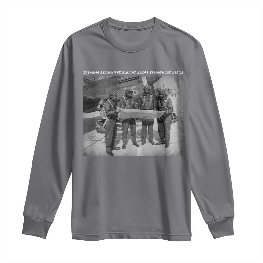 Tuskegee Airmen Long Sleeve Shirt African American Heroes Preparing for Battle WW2 - Wonder Print Shop