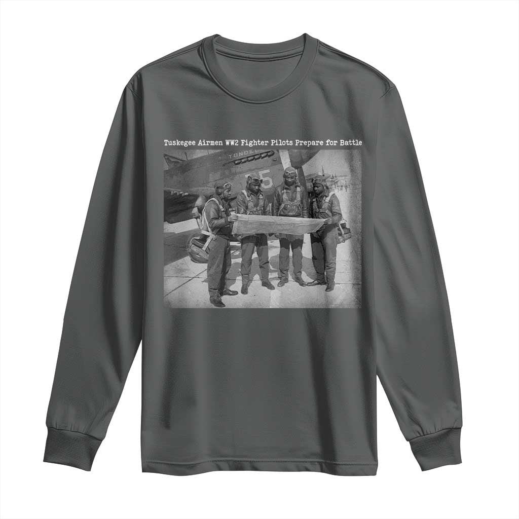 Tuskegee Airmen Long Sleeve Shirt African American Heroes Preparing for Battle WW2 - Wonder Print Shop