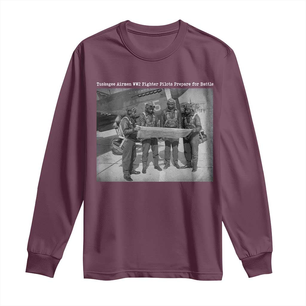 Tuskegee Airmen Long Sleeve Shirt African American Heroes Preparing for Battle WW2 - Wonder Print Shop