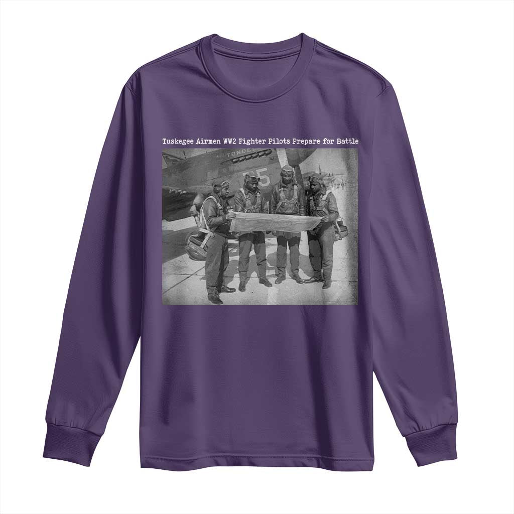 Tuskegee Airmen Long Sleeve Shirt African American Heroes Preparing for Battle WW2 - Wonder Print Shop